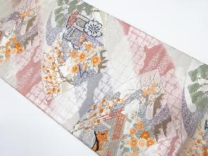 平安源氏車模様織り出し　袋帯